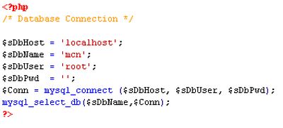 php connection code